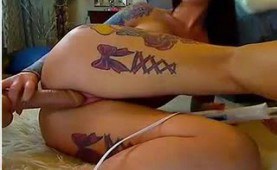 Hot Inked Brunette girlfriend Toys On Web Cam